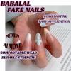image:imageBABALAL Press On Nails Medium Almond Fake Nails Black Lace Bow with Pearl Charm Glossy Gothic Bridal Y2k Glue On Nails for Women and Girls 24Pcs ReusableBNE217