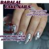 image:imageBABALAL Press On Nails Medium Almond Fake Nails Pink Rose Floral with Cat Eye Bow Accents Glossy Romantic Glue On Nails for Women and Girls 24Pcs ReusableBNKA11