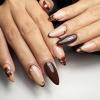 image:imageBABALAL Press On Nails Medium Almond Fake Nails Pink Rose Floral with Cat Eye Bow Accents Glossy Romantic Glue On Nails for Women and Girls 24Pcs ReusableBNKA06brown