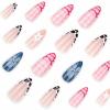 image:imageBABALAL Press On Nails Medium Almond Fake Nails Pink Rose Floral with Cat Eye Bow Accents Glossy Romantic Glue On Nails for Women and Girls 24Pcs ReusableBNKA04