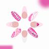 image:imageBABALAL Press On Nails Medium Almond Fake Nails Pink Rose Floral with Cat Eye Bow Accents Glossy Romantic Glue On Nails for Women and Girls 24Pcs ReusableBNKA06y2k