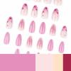 image:imageBABALAL Press On Nails Medium Almond Fake Nails Pink Rose Floral with Cat Eye Bow Accents Glossy Romantic Glue On Nails for Women and Girls 24Pcs ReusableBNKA01pink
