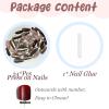 image:imageBABALAL Press On Nails Medium Almond Fake Nails Pink Rose Floral with Cat Eye Bow Accents Glossy Romantic Glue On Nails for Women and Girls 24Pcs ReusableBNKA0701