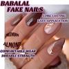 image:imageBABALAL Press On Nails Medium Almond Fake Nails Pink Rose Floral with Cat Eye Bow Accents Glossy Romantic Glue On Nails for Women and Girls 24Pcs ReusableBNKA14
