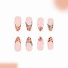 image:imageBABALAL Press On Nails Medium Almond Fake Nails Pink Rose Floral with Cat Eye Bow Accents Glossy Romantic Glue On Nails for Women and Girls 24Pcs ReusableBNKA02cheetah