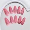 image:imageBABALAL Press On Nails Medium Almond Fake Nails Pink Rose Floral with Cat Eye Bow Accents Glossy Romantic Glue On Nails for Women and Girls 24Pcs ReusableBNKA05pink