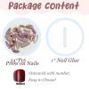 image:imageBABALAL Press On Nails Medium Almond Fake Nails Pink Rose Floral with Cat Eye Bow Accents Glossy Romantic Glue On Nails for Women and Girls 24Pcs ReusableBNKA0702