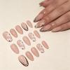 image:imageBABALAL Press On Nails Medium Almond Fake Nails Pink Rose Floral with Cat Eye Bow Accents Glossy Romantic Glue On Nails for Women and Girls 24Pcs ReusableBNKA15fall