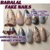image:imageBABALAL Press On Nails Medium Almond Fake Nails Pink Rose Floral with Cat Eye Bow Accents Glossy Romantic Glue On Nails for Women and Girls 24Pcs ReusableBNKA12