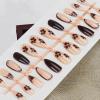 image:imageBABALAL Press On Nails Medium Almond Fake Nails Pink Rose Floral with Cat Eye Bow Accents Glossy Romantic Glue On Nails for Women and Girls 24Pcs ReusableBNKA06brown