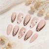 image:imageBABALAL Press On Nails Medium Almond Fake Nails Pink Rose Floral with Cat Eye Bow Accents Glossy Romantic Glue On Nails for Women and Girls 24Pcs ReusableBNKA15fall