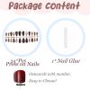 image:imageBABALAL Press On Nails Medium Almond Fake Nails Pink Rose Floral with Cat Eye Bow Accents Glossy Romantic Glue On Nails for Women and Girls 24Pcs ReusableBNKA14