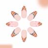 image:imageBABALAL Press On Nails Medium Almond Fake Nails Pink Rose Floral with Cat Eye Bow Accents Glossy Romantic Glue On Nails for Women and Girls 24Pcs ReusableBNKA02cheetah