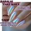image:imageBABALAL Press On Nails Medium Almond Fake Nails Pink Rose Floral with Cat Eye Bow Accents Glossy Romantic Glue On Nails for Women and Girls 24Pcs ReusableBNKA18