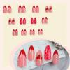 image:imageBABALAL Press On Nails Medium Almond Fake Nails Pink Rose Floral with Cat Eye Bow Accents Glossy Romantic Glue On Nails for Women and Girls 24Pcs ReusableBNKA10