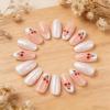 image:imageBABALAL Press On Nails Medium Almond Fake Nails Pink Rose Floral with Cat Eye Bow Accents Glossy Romantic Glue On Nails for Women and Girls 24Pcs ReusableBNKA08