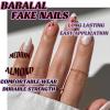 image:imageBABALAL Press On Nails Medium Almond Fake Nails Pink Rose Floral with Cat Eye Bow Accents Glossy Romantic Glue On Nails for Women and Girls 24Pcs ReusableBNKA08