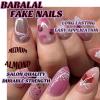 image:imageBABALAL Press On Nails Medium Almond Fake Nails Pink Rose Floral with Cat Eye Bow Accents Glossy Romantic Glue On Nails for Women and Girls 24Pcs ReusableBNKA0702