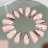 image:imageBABALAL Press On Nails Medium Almond Fake Nails Pink Rose Floral with Cat Eye Bow Accents Glossy Romantic Glue On Nails for Women and Girls 24Pcs ReusableBNKA15fall