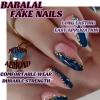 image:imageBABALAL Press On Nails Medium Almond Fake Nails Pink Rose Floral with Cat Eye Bow Accents Glossy Romantic Glue On Nails for Women and Girls 24Pcs ReusableBNKA16