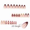 image:imageBABALAL Press On Nails Medium Almond Fake Nails Pink Rose Floral with Cat Eye Bow Accents Glossy Romantic Glue On Nails for Women and Girls 24Pcs ReusableBNKA01
