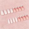 image:imageBABALAL Press On Nails Medium Almond Fake Nails Pink Rose Floral with Cat Eye Bow Accents Glossy Romantic Glue On Nails for Women and Girls 24Pcs ReusableBNKA08