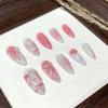image:imageBABALAL Press On Nails Medium Almond Fake Nails Pink amp Sliver Chrome3D Bow Pearl with Cat Eye Finish Luxury Bling Acrylic Glue On Nails for Women and Girls 24Pcs ReusableFNf403starfish