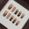 image:imageBABALAL Press On Nails Medium Almond Fake Nails Pink amp Sliver Chrome3D Bow Pearl with Cat Eye Finish Luxury Bling Acrylic Glue On Nails for Women and Girls 24Pcs ReusableFNf404brown