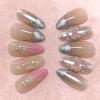 image:imageBABALAL Press On Nails Medium Almond Fake Nails Pink amp Sliver Chrome3D Bow Pearl with Cat Eye Finish Luxury Bling Acrylic Glue On Nails for Women and Girls 24Pcs ReusableFNf40304