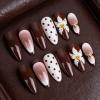image:imageBABALAL Press On Nails Medium Almond Fake Nails Pink amp Sliver Chrome3D Bow Pearl with Cat Eye Finish Luxury Bling Acrylic Glue On Nails for Women and Girls 24Pcs ReusableFNf40305