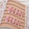 image:imageBABALAL Press On Nails Medium Almond Fake Nails Pink amp Sliver Chrome3D Bow Pearl with Cat Eye Finish Luxury Bling Acrylic Glue On Nails for Women and Girls 24Pcs ReusableFNf40301