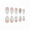 image:imageBABALAL Press On Nails Medium Almond Fake Nails Pink amp Sliver Chrome3D Bow Pearl with Cat Eye Finish Luxury Bling Acrylic Glue On Nails for Women and Girls 24Pcs ReusableFNf405sliver