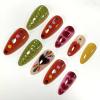 image:imageBABALAL Press On Nails Medium Almond Fake Nails Pink amp Sliver Chrome3D Bow Pearl with Cat Eye Finish Luxury Bling Acrylic Glue On Nails for Women and Girls 24Pcs ReusableFNf40202