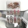 image:imageBABALAL Press On Nails Medium Almond Fake Nails Pink amp Sliver Chrome3D Bow Pearl with Cat Eye Finish Luxury Bling Acrylic Glue On Nails for Women and Girls 24Pcs ReusableFNf40304