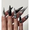 image:imageBABALAL Press On Nails Medium Almond Fake Nails Yellow Blue Snake Print with Ombre Design Y2k Glossy Glue On Nails for Women and Girls 24PcsANE01