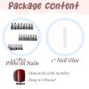 image:imageBABALAL Press On Nails Medium Almond Fake Nails Yellow Blue Snake Print with Ombre Design Y2k Glossy Glue On Nails for Women and Girls 24PcsANE02black