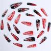 image:imageBABALAL Press On Nails Medium Almond Fake Nails Yellow Blue Snake Print with Ombre Design Y2k Glossy Glue On Nails for Women and Girls 24PcsANE02redblack