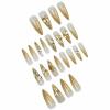 image:imageBABALAL Press On Nails Medium Almond Fake Nails Yellow Blue Snake Print with Ombre Design Y2k Glossy Glue On Nails for Women and Girls 24PcsANE03goldbling