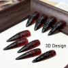 image:imageBABALAL Press On Nails Medium Almond Fake Nails Yellow Blue Snake Print with Ombre Design Y2k Glossy Glue On Nails for Women and Girls 24PcsANE03gothic