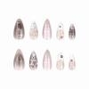 image:imageBABALAL Press On Nails Medium Almond Fake Nails Yellow Blue Snake Print with Ombre Design Y2k Glossy Glue On Nails for Women and Girls 24PcsANE04