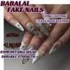 image:imageBABALAL Press On Nails Medium Almond Fake Nails Yellow Blue Snake Print with Ombre Design Y2k Glossy Glue On Nails for Women and Girls 24PcsANE04
