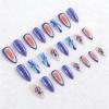 image:imageBABALAL Press On Nails Medium Almond Fake Nails Yellow Blue Snake Print with Ombre Design Y2k Glossy Glue On Nails for Women and Girls 24PcsANE0401