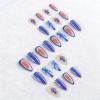 image:imageBABALAL Press On Nails Medium Almond Fake Nails Yellow Blue Snake Print with Ombre Design Y2k Glossy Glue On Nails for Women and Girls 24PcsANE0401