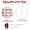 image:imageBABALAL Press On Nails Medium Almond Fake Nails Yellow Blue Snake Print with Ombre Design Y2k Glossy Glue On Nails for Women and Girls 24PcsANE0401
