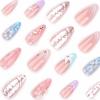 image:imageBABALAL Press On Nails Medium Almond Fake Nails Yellow Blue Snake Print with Ombre Design Y2k Glossy Glue On Nails for Women and Girls 24PcsANE04flower
