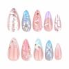 image:imageBABALAL Press On Nails Medium Almond Fake Nails Yellow Blue Snake Print with Ombre Design Y2k Glossy Glue On Nails for Women and Girls 24PcsANE04flower