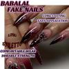 image:imageBABALAL Press On Nails Medium Almond Fake Nails Yellow Blue Snake Print with Ombre Design Y2k Glossy Glue On Nails for Women and Girls 24PcsANE04goth