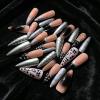 image:imageBABALAL Press On Nails Medium Almond Fake Nails Yellow Blue Snake Print with Ombre Design Y2k Glossy Glue On Nails for Women and Girls 24PcsANE05sliver