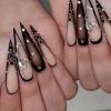 image:imageBABALAL Press On Nails Medium Almond Fake Nails Yellow Blue Snake Print with Ombre Design Y2k Glossy Glue On Nails for Women and Girls 24PcsANE07black