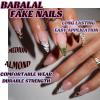 image:imageBABALAL Press On Nails Medium Almond Fake Nails Yellow Blue Snake Print with Ombre Design Y2k Glossy Glue On Nails for Women and Girls 24PcsANE09zebra